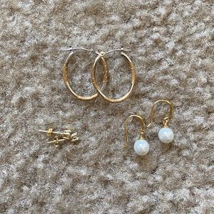 Gold Earrings Set of 3